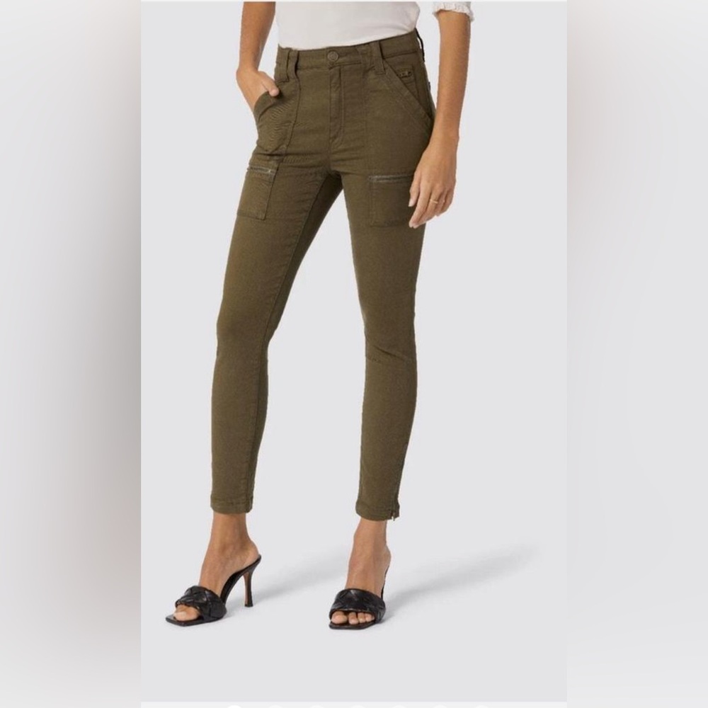 JOIE PARK‎ SKINNY CARGO PANT KHAKI GREEN ZIPPER DETAIL